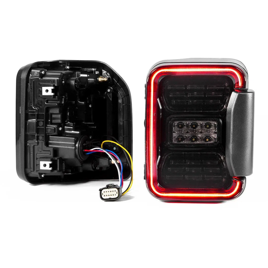 XK041028 – XK GLOW Tail Light Assembly, LED Smoke Lens Black Housing Red/ Clear/ Amber Bulb Set Of 2
